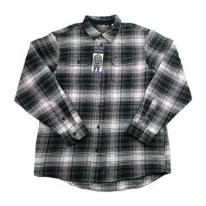 Orvis Men's L Big Bear Flannel Heavyweight Button Up Shirt 100% Cotton Gray NWT